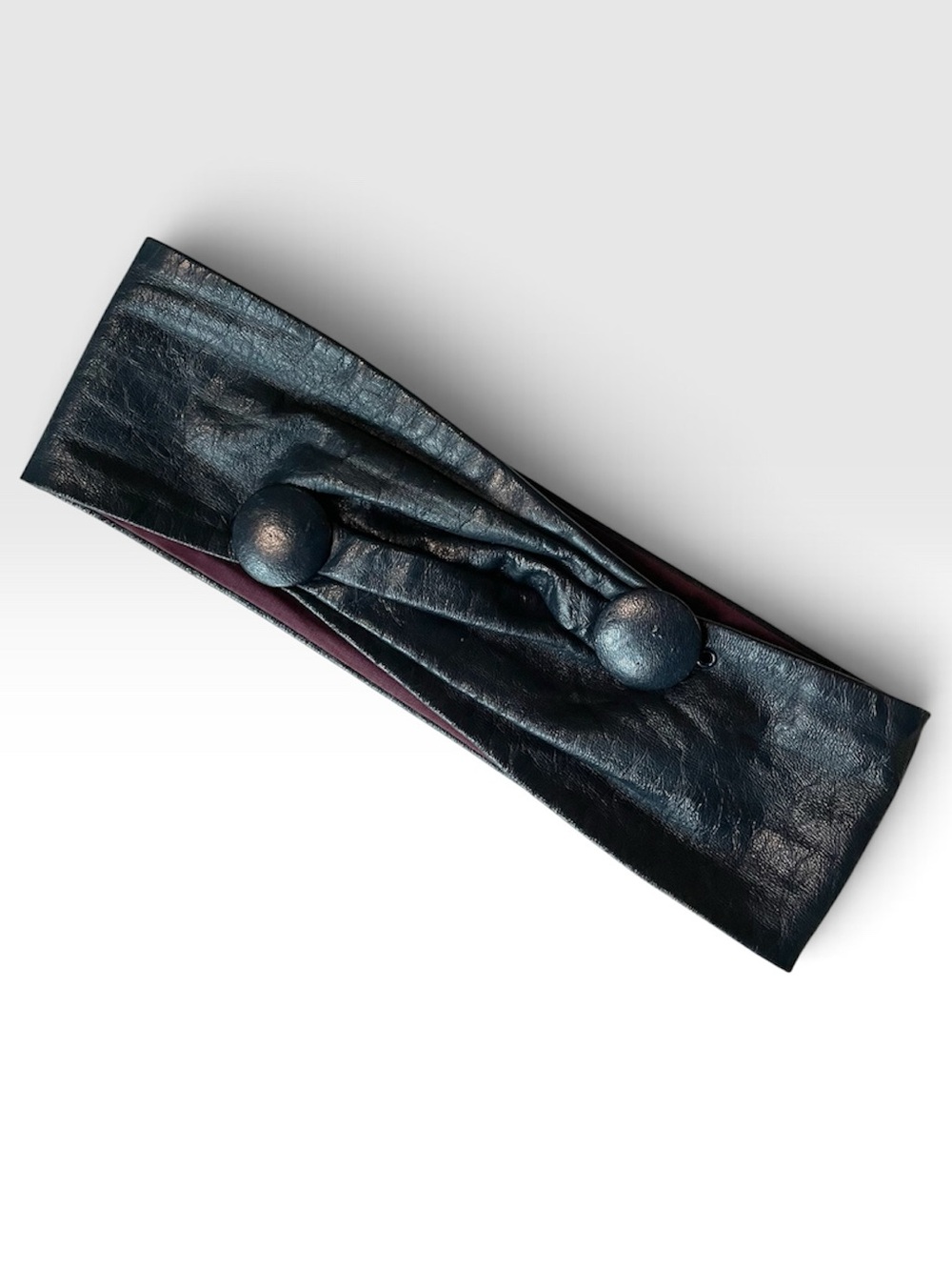 Vintage 80s Navy Blue Leather Wrap Waist Belt